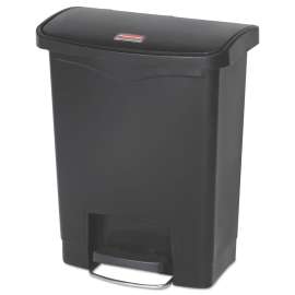 Slim Jim Resin Step-On Container, Front Step Style, 8 gal, Polyethylene, Black