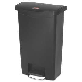 Slim Jim Resin Step-On Container, Front Step Style, 13 gal, Polyethylene, Black