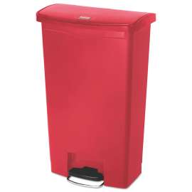 Slim Jim Resin Step-On Container, Front Step Style, 18 gal, Polyethylene, Red