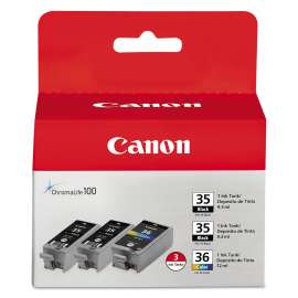 1509B007 (CLI-36) Ink, Black/Tri-Color, 3/Pack