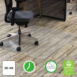 All Day Use Chair Mat - Hard Floors, 36 x 48, Rectangular, Clear