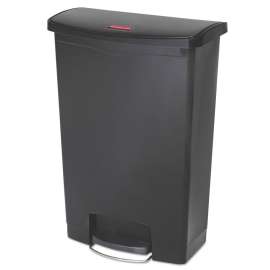 Slim Jim Resin Step-On Container, Front Step Style, 24 gal, Polyethylene, Black