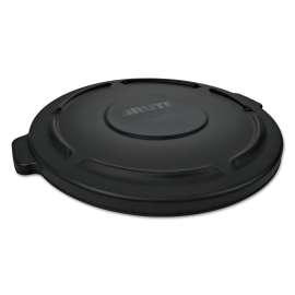 BRUTE Self-Draining Flat Top Lids for 55 gal Round BRUTE Containers, 27.64" Diameter, Black, 3/Carton
