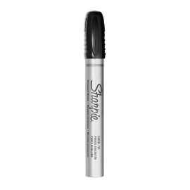 Durable Metal Barrel Permanent Marker, Broad Chisel Tip, Black