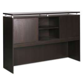 Alera - Sedina Series Espresso 3 Compartments Office Desk Hutch with Sliding Doors