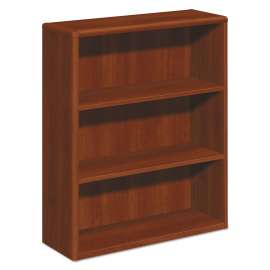 HON 10700 Series Wood Bookcase, Three-Shelf, 36w x 13.13d x 43.38h, Cognac