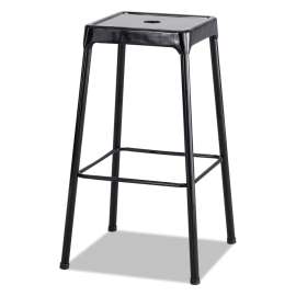 Bar-Height Steel Stool, Backless, Supports Up to 250 lb, 29" Seat Height, Black