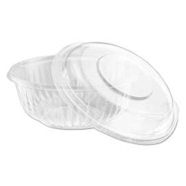 PresentaBowls Bowl/Lid Combo-Paks, 32 oz, 7.25 Diameter x 2.88 h, Clear, Plastic, 63/Pack, 2 Pack/Carton