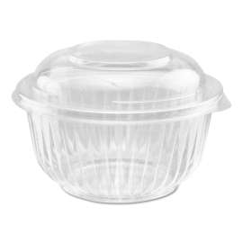 PresentaBowls Bowl/Lid Combo-Paks, 16 oz, 5.38 Diameter x 2.6 h, Clear, Plastic, 63/Pack, 4 Pack/Carton