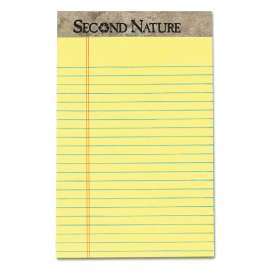 Second Nature Recycled Ruled Pads, Narrow Rule, 50 Canary-Yellow 5 x 8 Sheets, Dozen