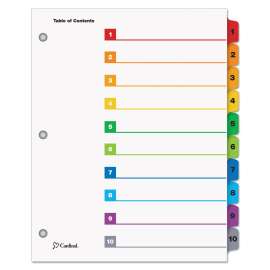 QuickStep OneStep Printable Table of Contents and Dividers, 10-Tab, 1 to 10, 11 x 8.5, White, Assorted Tabs, 24 Sets