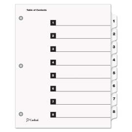 OneStep Printable Table of Contents and Dividers, 8-Tab, 1 to 8, 11 x 8.5, White, White Tabs, 1 Set