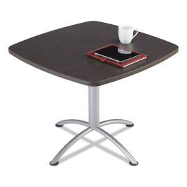 iLand Table, Cafe-Height, Square Top, Contoured Edges, 36w x 36d x 29h, Gray Walnut/Silver