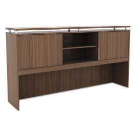 Alera - Sedina Series Modern Walnut 3 Compartments Office Desk Hutch with Sliding Doors