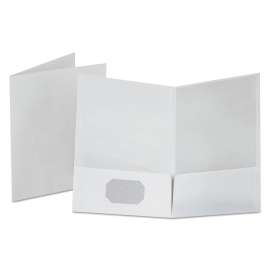 Linen Finish Twin Pocket Folders, 100-Sheet Capacity, 11 x 8.5, White, 25/Box