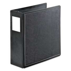 SuperLife Easy Open Locking Slant-D Ring Binder, 3 Rings, 4" Capacity, 11 x 8.5, Black