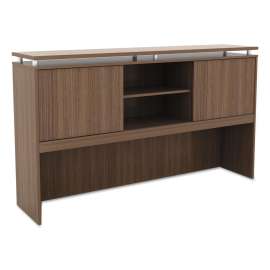 Alera - Sedina Series Modern Walnut 3 Compartments Office Desk Hutch with Sliding Doors