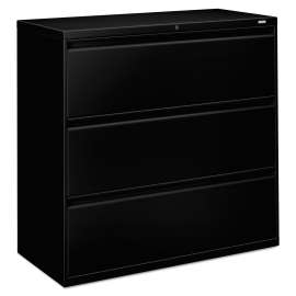 Brigade 800 Series Lateral File, 3 Legal/Letter-Size File Drawers, Black, 42" x 18" x 39.13"