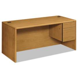 HON 10700 Series "L" Workstation Desk with Three-Quarter Height Pedestal on Left, 66" x 30" x 29.5", Cognac