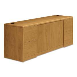 HON 10700 Kneespace Credenza, 3/4 Height Pedestals, 72w x 24d x 29.5h, Cognac