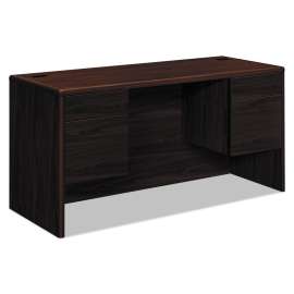 HON 38000 Series Kneespace Credenza, 60w x 24d x 29.5h, Mahogany/Charcoal