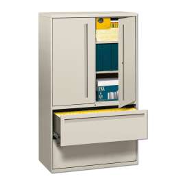 Brigade 700 Series Lateral File, Three-Shelf Enclosed Storage, 2 Legal/Letter-Size File Drawers, Gray, 42" x 18" x 64.25"