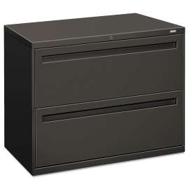 HON Brigade 700 Series Lateral File, Three-Shelf Enclosed Storage, 2 Legal/Letter-Size File Drawers, Black, 36" x 18" x 64.25"