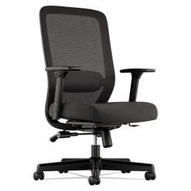 HON Circulate Reception Seating Club Chair, Bonded Leather Upholstery, 33" x 28.75" x 32", Black Seat, Black Back, Black Base
