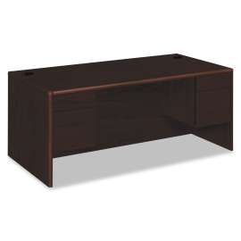 HON 34000 Series Right Pedestal Desk, 45.25" x 24" x 29.5", Harvest/Putty