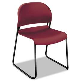 HON Olson Stacker High Density Chair, Supports 300 lb, 17.75" Seat Height, Mulberry Seat, Mulberry Back, Chrome Base, 4/Carton