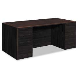 HON 34000 Series Double Pedestal Desk, 60" x 30" x 29.5", Mocha/Black