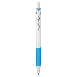 Acroball PureWhite Advanced Ink Ballpoint Pen, Retractable, Fine 0.7 mm, Black Ink, White/Blue Barrel