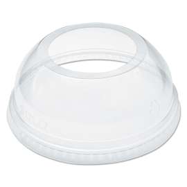 Open-Top Dome Lid, Fits 16 oz to 24 oz Plastic Cups, Clear, 1.9" Dia Hole, 1,000/Carton