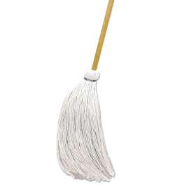 Handle/Deck Mops, 16 oz White Rayon Head, 57" Natural Wood Handle, 12/Carton