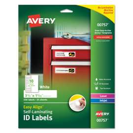 Self-Laminating ID Labels, Inkjet/Laser Printers, 1.332 x 3.5, White, 10/Sheet, 25 Sheets/Pack