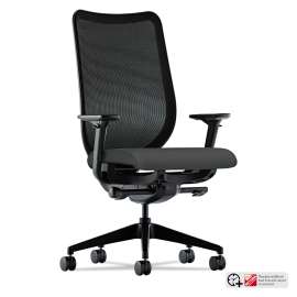HON ComforTask Task Stool, Adjustable Footring, Supports Up to 300 lb, 22" to 32" Seat Height, Frost Seat/Back, Black Base