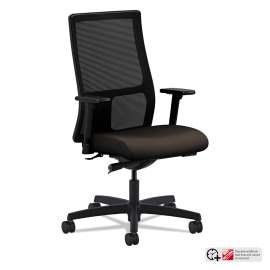 HON Prominent High-Back Task Stool, Supports Up to 250 lb, 21" to 28.1" Seat Height, Black