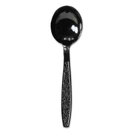Guildware Extra Heavyweight Plastic Cutlery, Soup Spoons, Black, 1,000/Carton