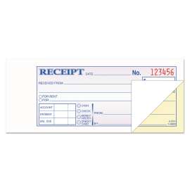 Money and Rent Receipt Books, Two-Part Carbonless, 7.19 x 2.75, 100 Forms Total