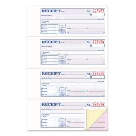 Money and Rent Receipt Book, Account + Payment Sections, Three-Part Carbonless, 7.13 x 2.75, 4 Forms/Sheet, 100 Forms Total
