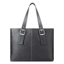 Classic Tote, Fits Devices Up to 15.6", Vinyl, 13.75 x 17.5 x 3.75, Black/Red