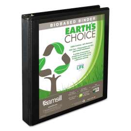 Earth's Choice Plant-Based Round Ring View Binder, 3 Rings, 1" Capacity, 11 x 8.5, Black