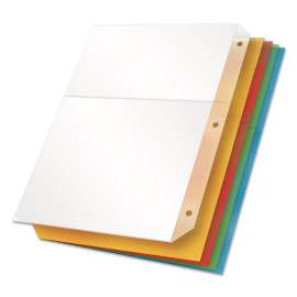Poly Ring Binder Pockets, 11 x 8 1/2, Assorted Colors, 5/Pack