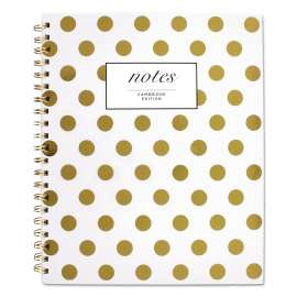 Gold Dots Hardcover Notebook, 1 Subject, Wide/Legal Rule, White/Gold Cover, 11 x 8.88, 80 Sheets