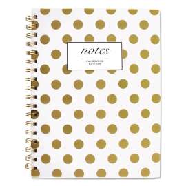 Gold Dots Hardcover Notebook, 1 Subject, Wide/Legal Rule, White/Gold Cover, 9.5 x 7, 80 Sheets