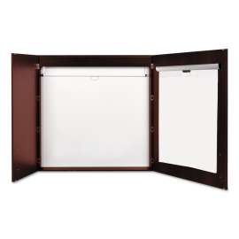Conference Cabinet,  Porcelain Magnetic Dry Erase Board, 48 x 48, White Surface, Cherry Wood Frame