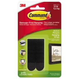 Command 17201BLK Picture Hanging Strip, 3 lb/set Weight Capacity, Foam