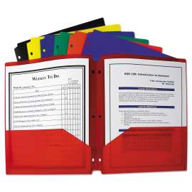 Two-Pocket Heavyweight Poly Portfolio Folder, 3-Hole Punch, 11 x 8.5, Assorted