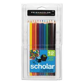 Scholar Colored Pencil Set, 3 mm, 2B (#2), Assorted Lead/Barrel Colors, Dozen
