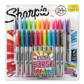 Fine Tip Permanent Marker, Fine Bullet Tip, Assorted Limited Edition Color Burst and Classic Colors, 24/Pack